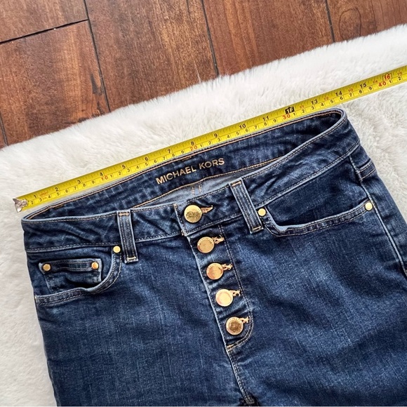 Michael Kors Selma Flare Button Front High Rise Jeans Blue Size 4 - Picture 14 of 15